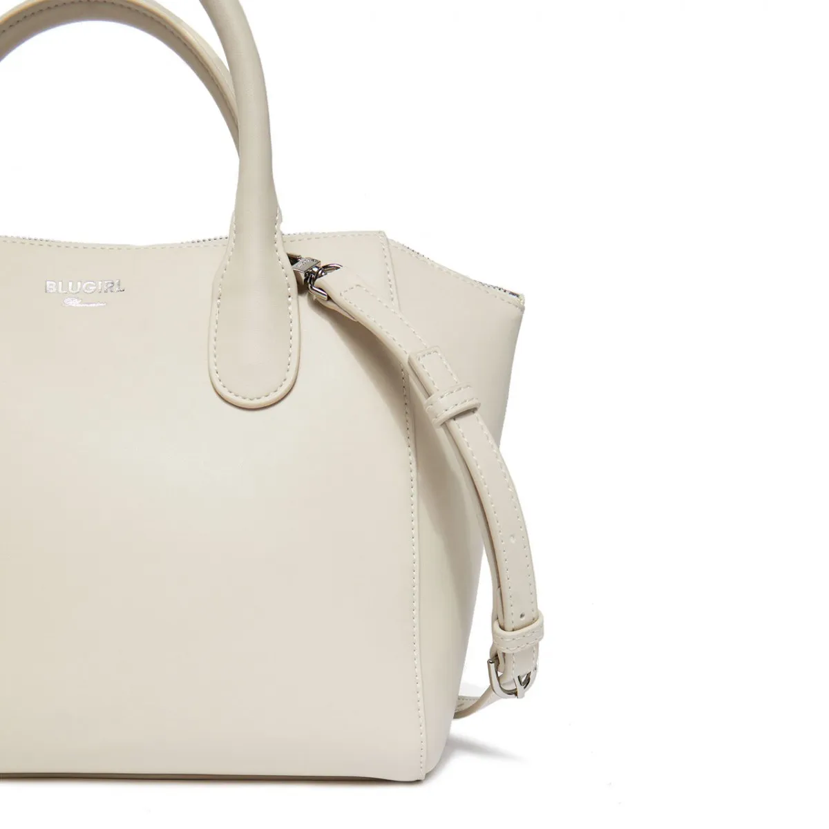Borsa A Mano Grande Con Logo, Bianco