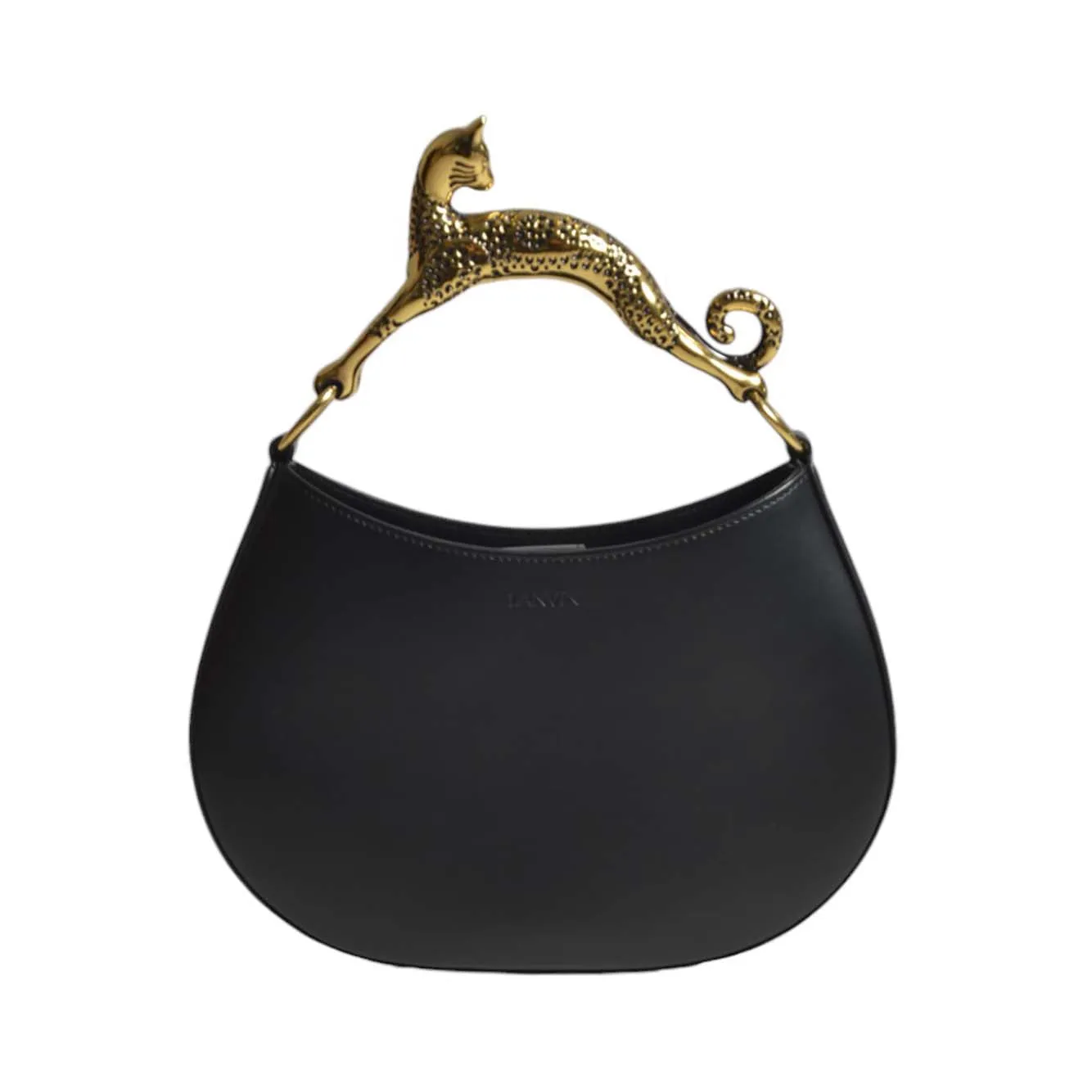 Borsa a mano Hobo Cat in pelle nera Lanvin