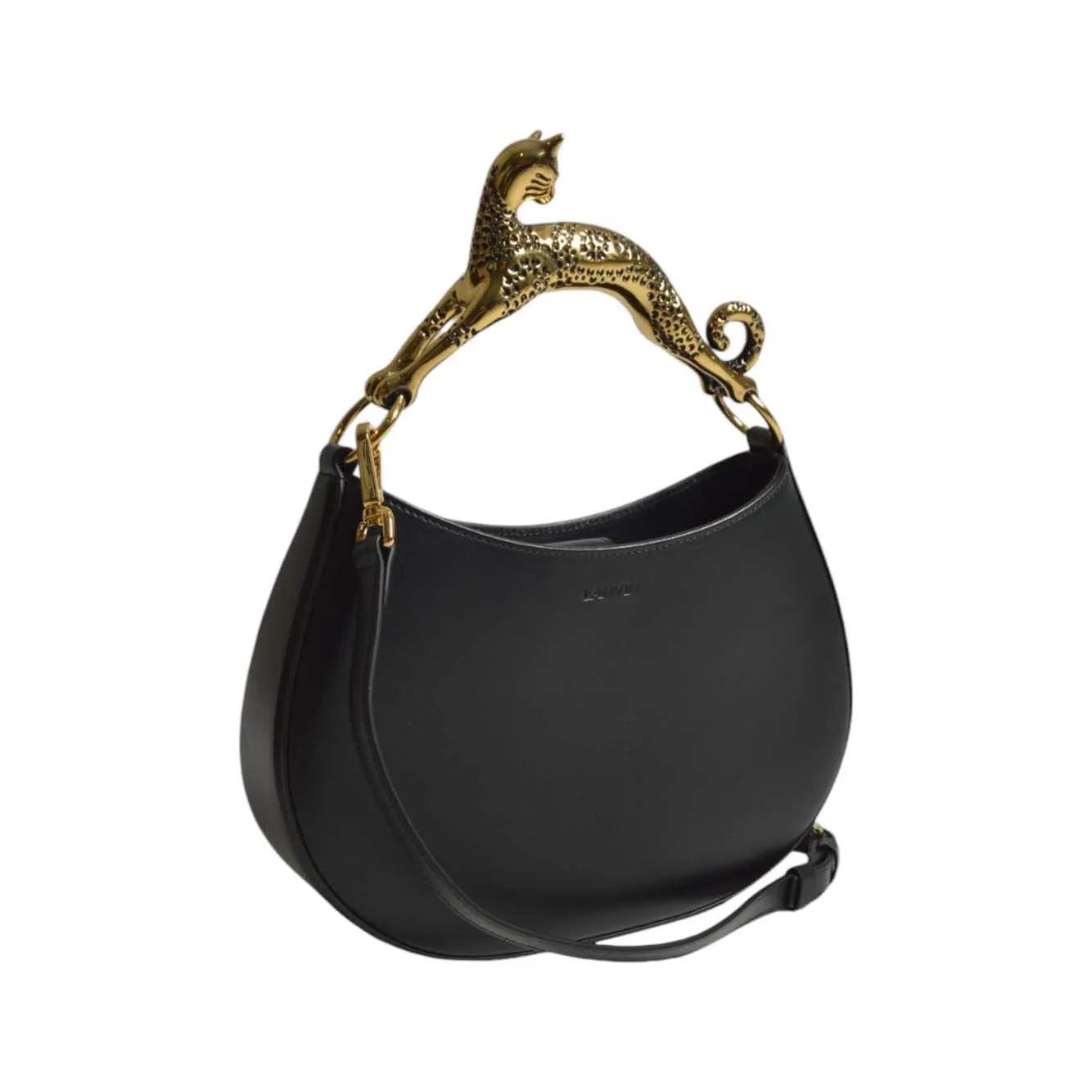 Borsa a mano Hobo Cat in pelle nera Lanvin