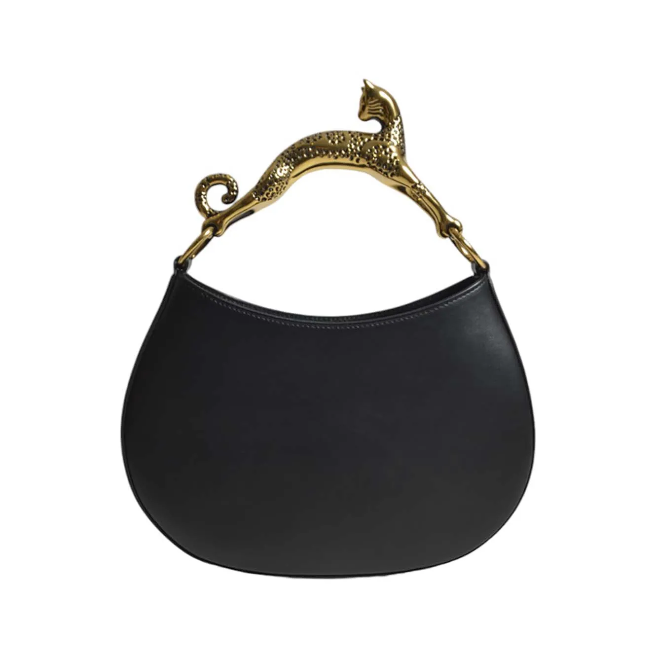 Borsa a mano Hobo Cat in pelle nera Lanvin