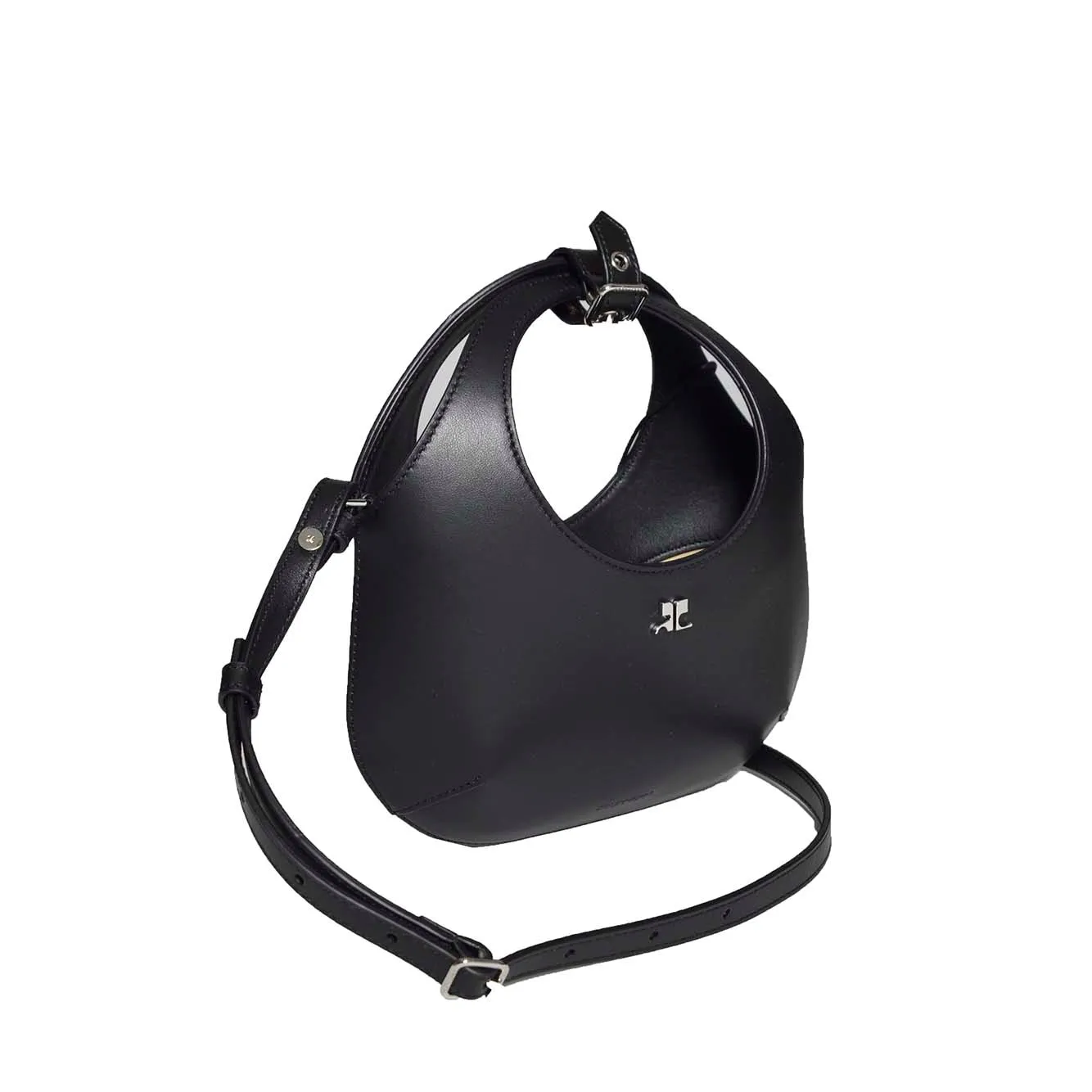 Borsa a mano Holy mini in pelle nera Courregès