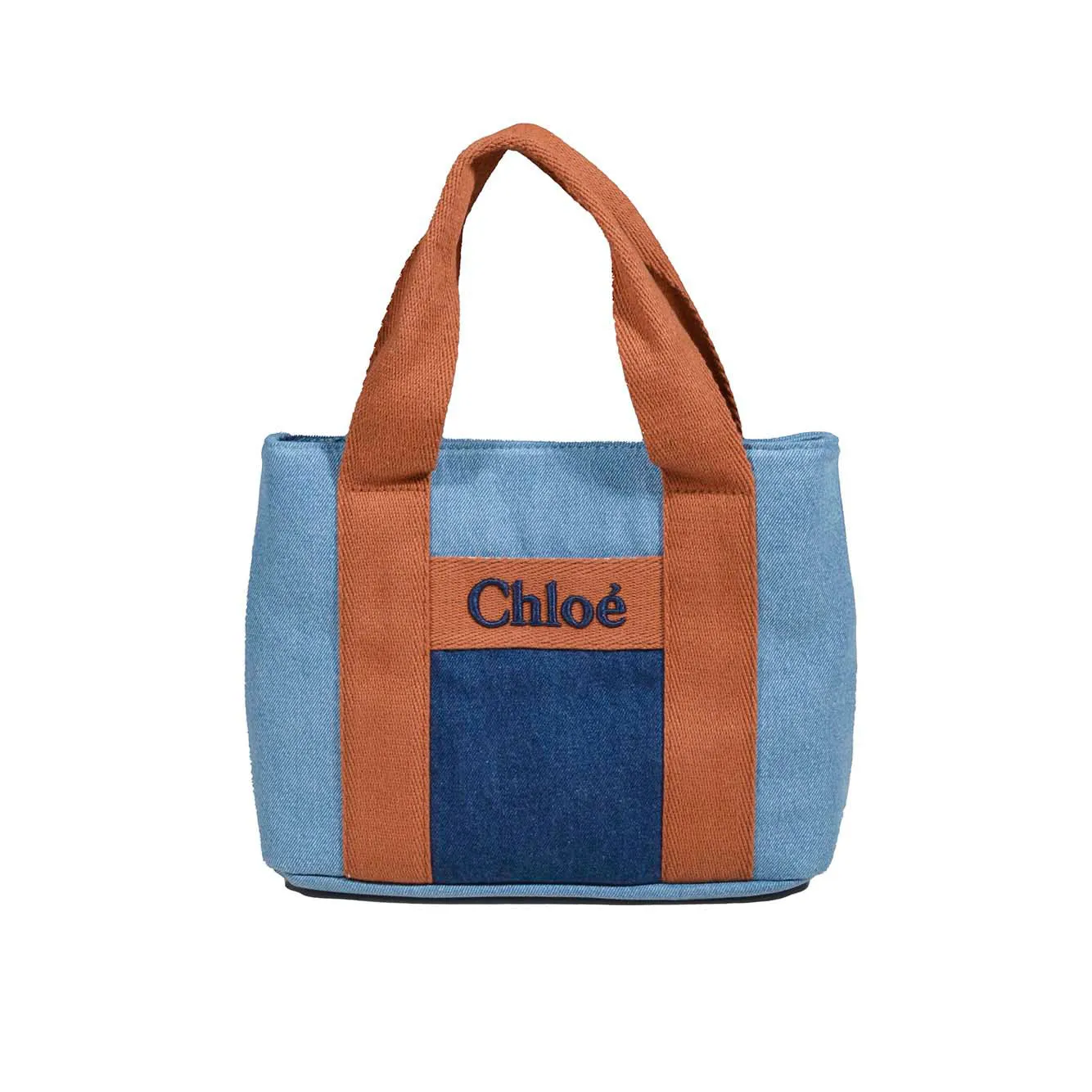 Borsa a mano in cotone denim blu Chloè Junior