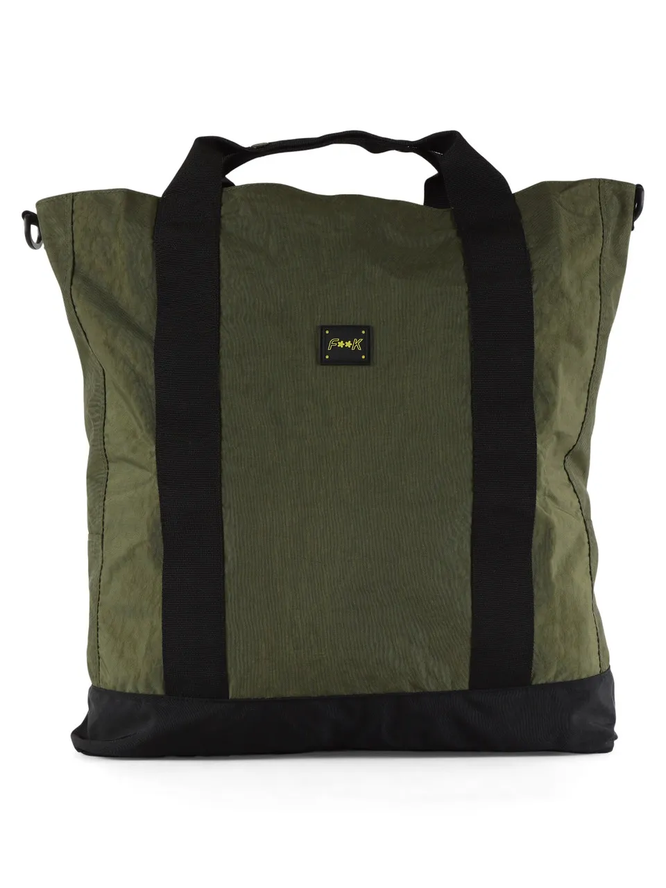 Borsa a mano in nylon con patch logo