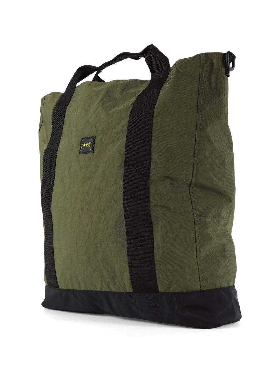 Borsa a mano in nylon con patch logo