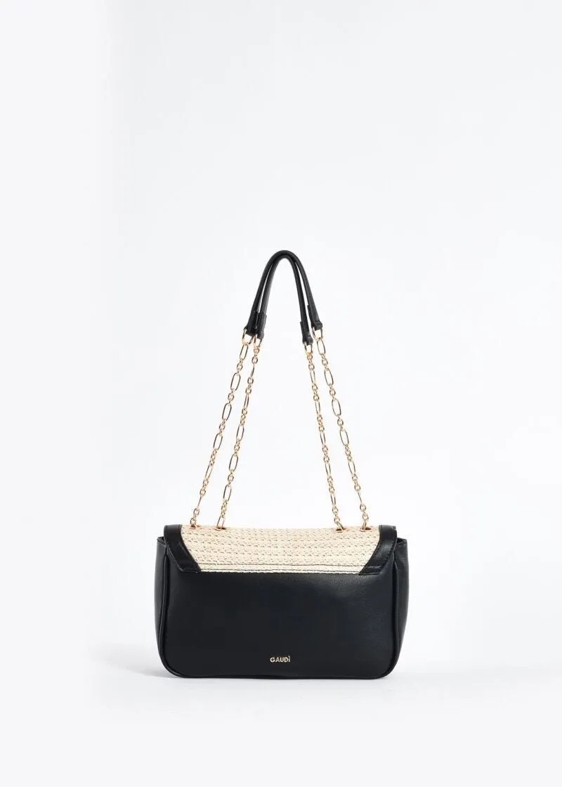 Borsa a mano in similpelle e rafia