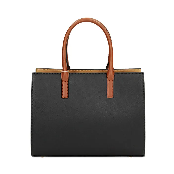 Borsa a mano nero-beige con zip