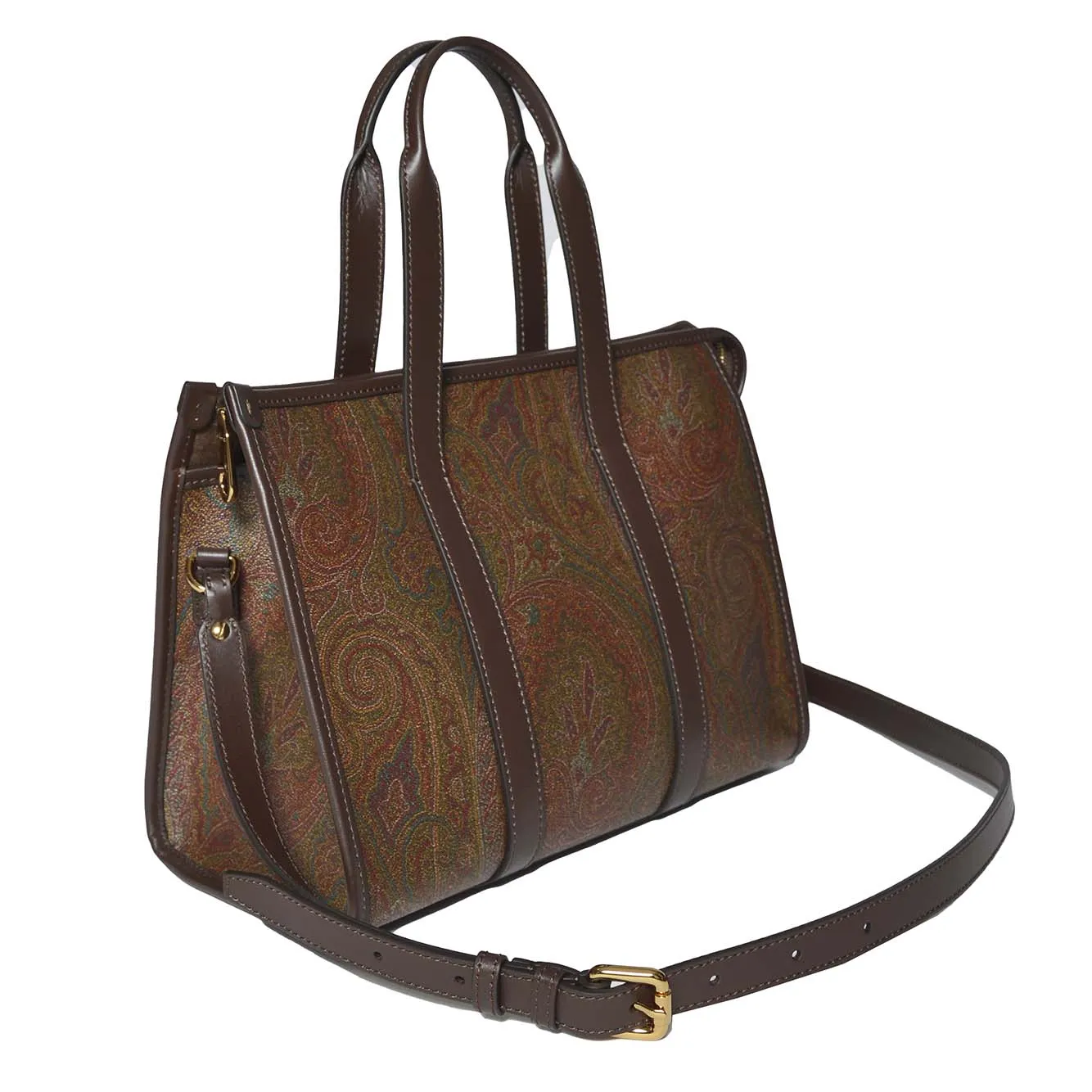 Borsa a mano Paisley media in cotone marrone Etro
