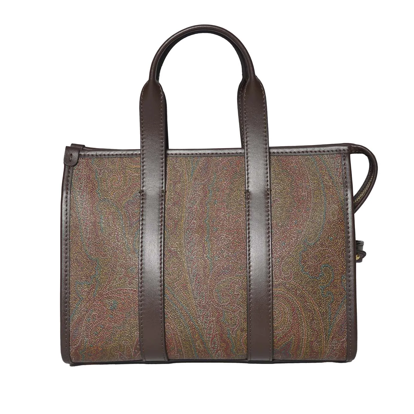 Borsa a mano Paisley piccola in cotone marrone Etro