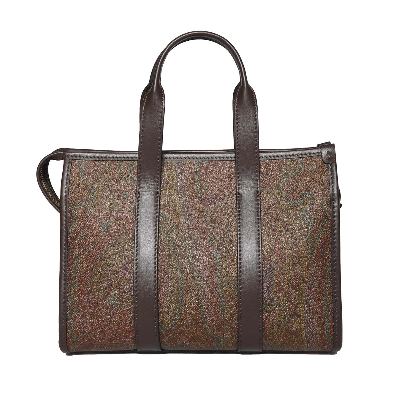 Borsa a mano Paisley piccola in cotone marrone Etro