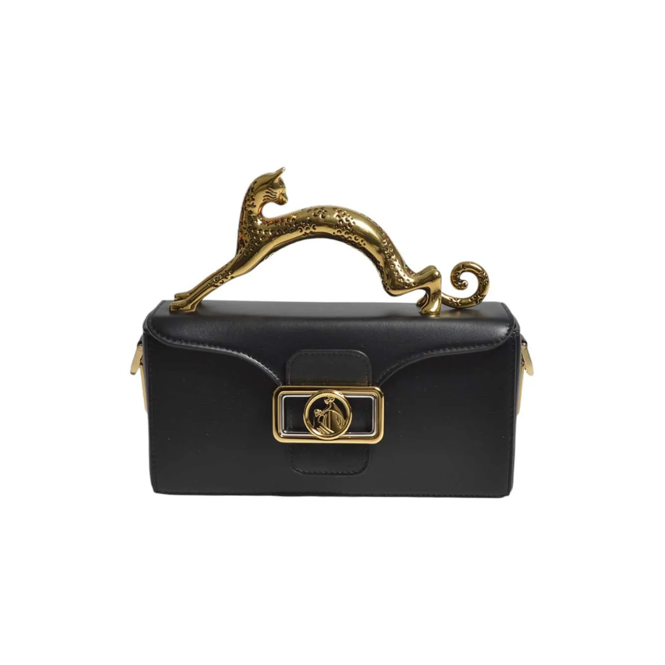 Borsa a mano Pencil Cat Nano in pelle nera Lanvin