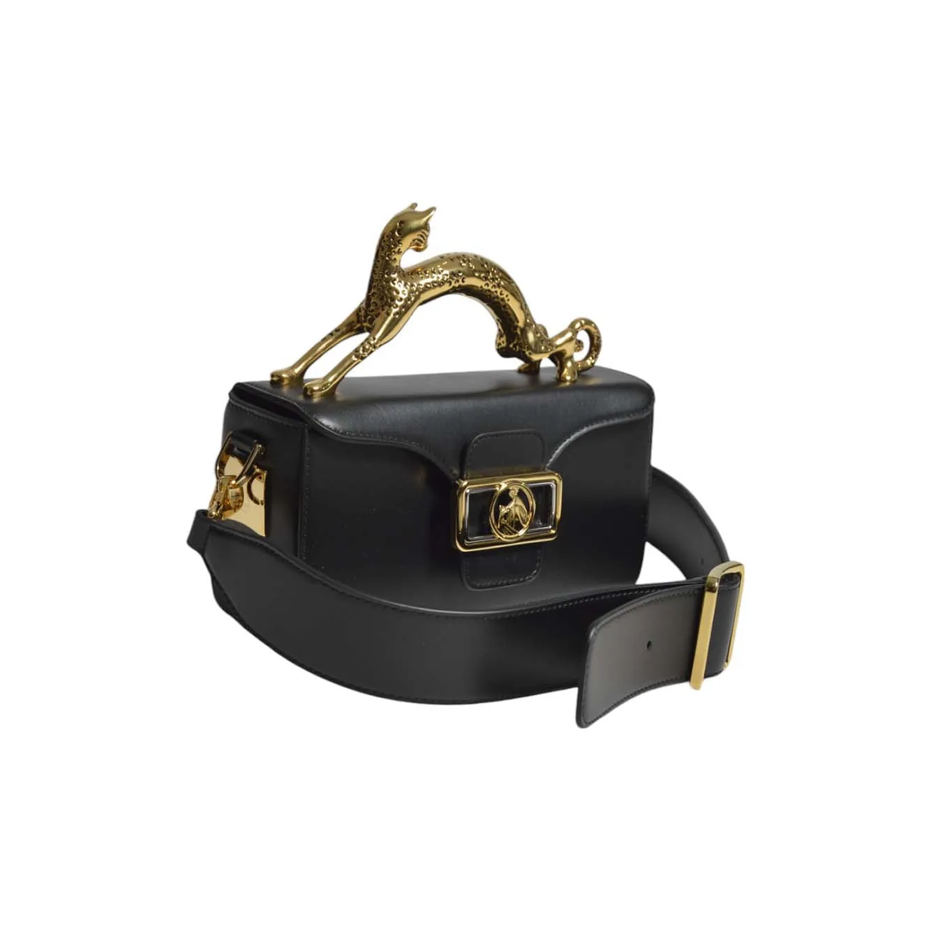 Borsa a mano Pencil Cat Nano in pelle nera Lanvin