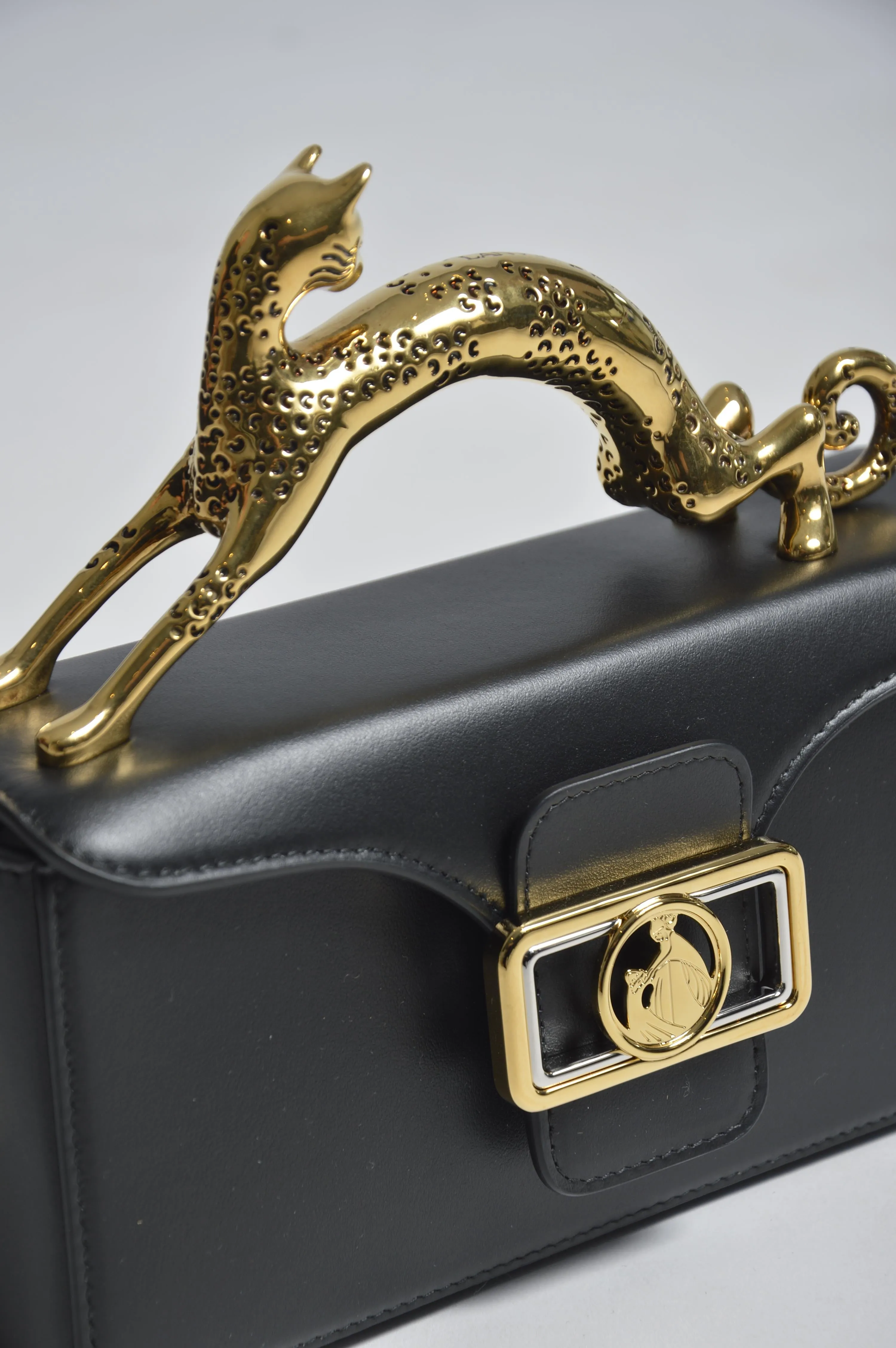 Borsa a mano Pencil Cat Nano in pelle nera Lanvin
