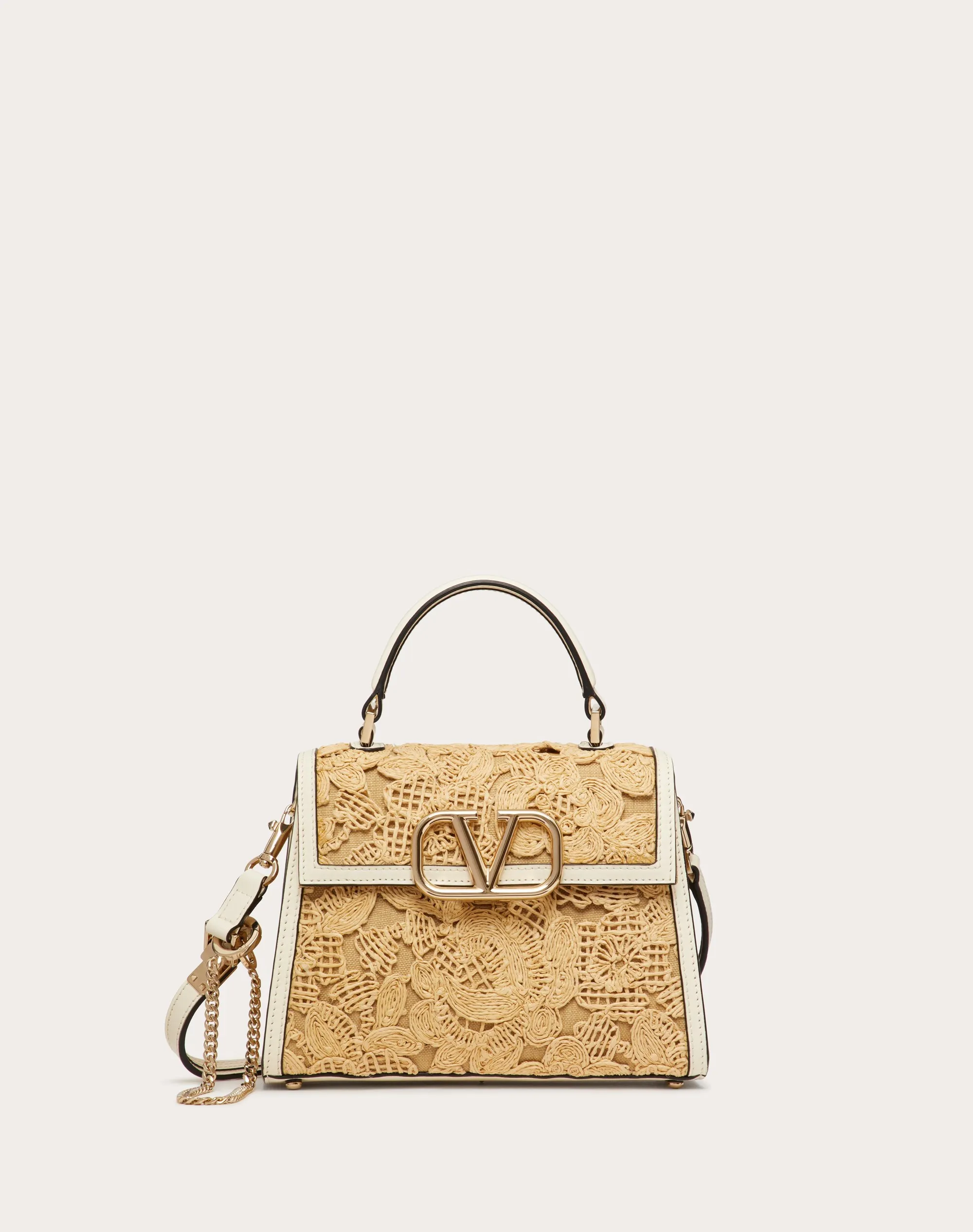BORSA A MANO PICCOLA VSLING IN RAFIA EFFETTO PIZZO