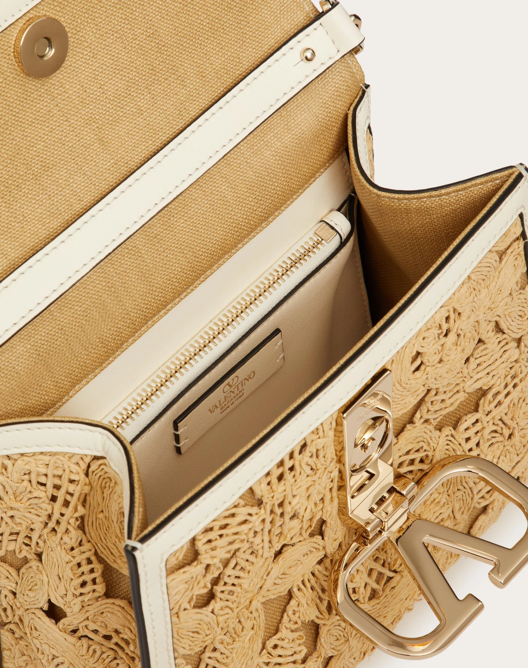 BORSA A MANO PICCOLA VSLING IN RAFIA EFFETTO PIZZO
