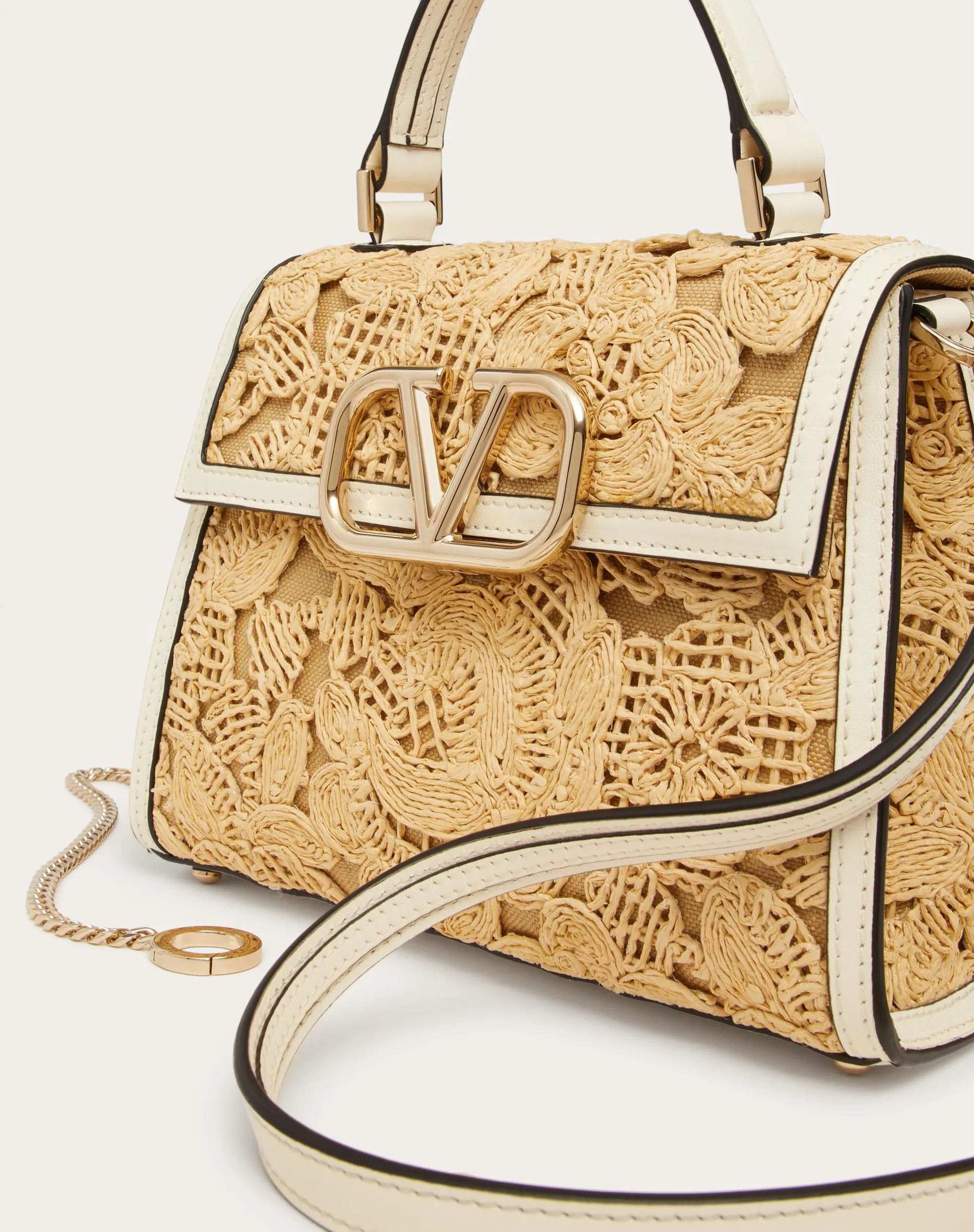 BORSA A MANO PICCOLA VSLING IN RAFIA EFFETTO PIZZO