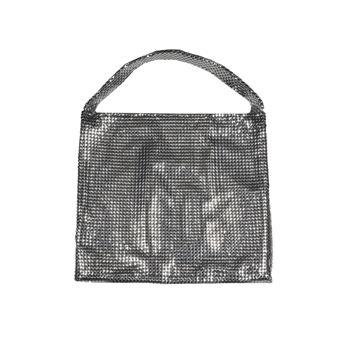 Borsa a mano Pixel media in maglia metallica argento Rabanne