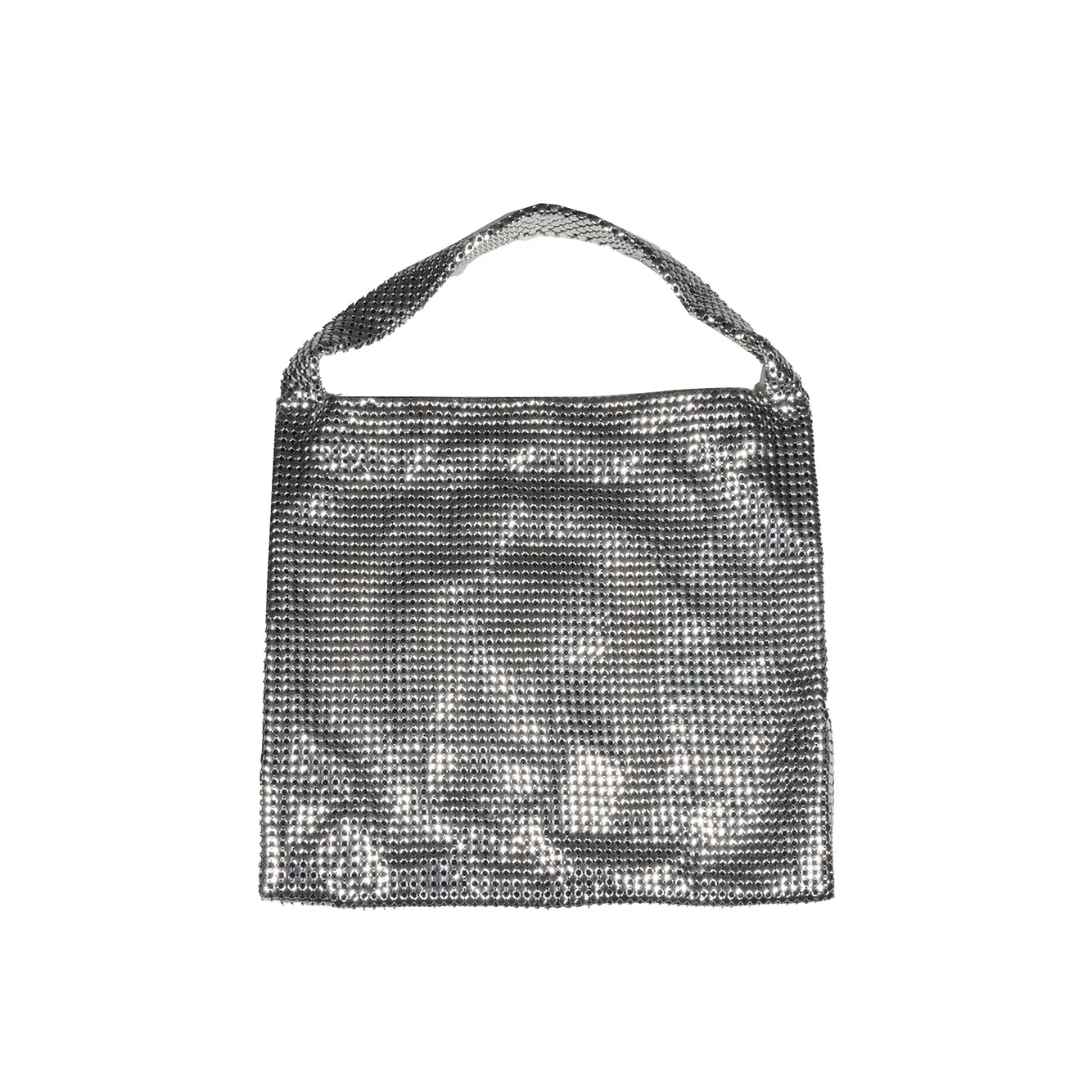 Borsa a mano Pixel media in maglia metallica argento Rabanne