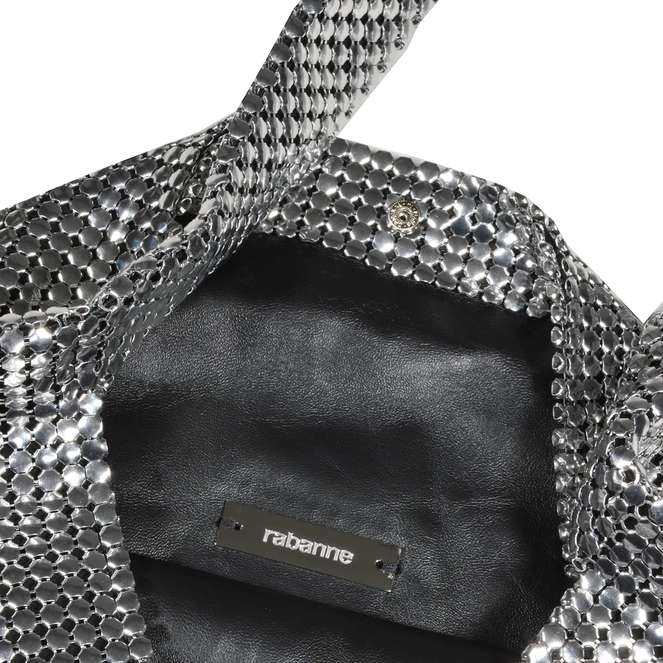 Borsa a mano Pixel media in maglia metallica argento Rabanne