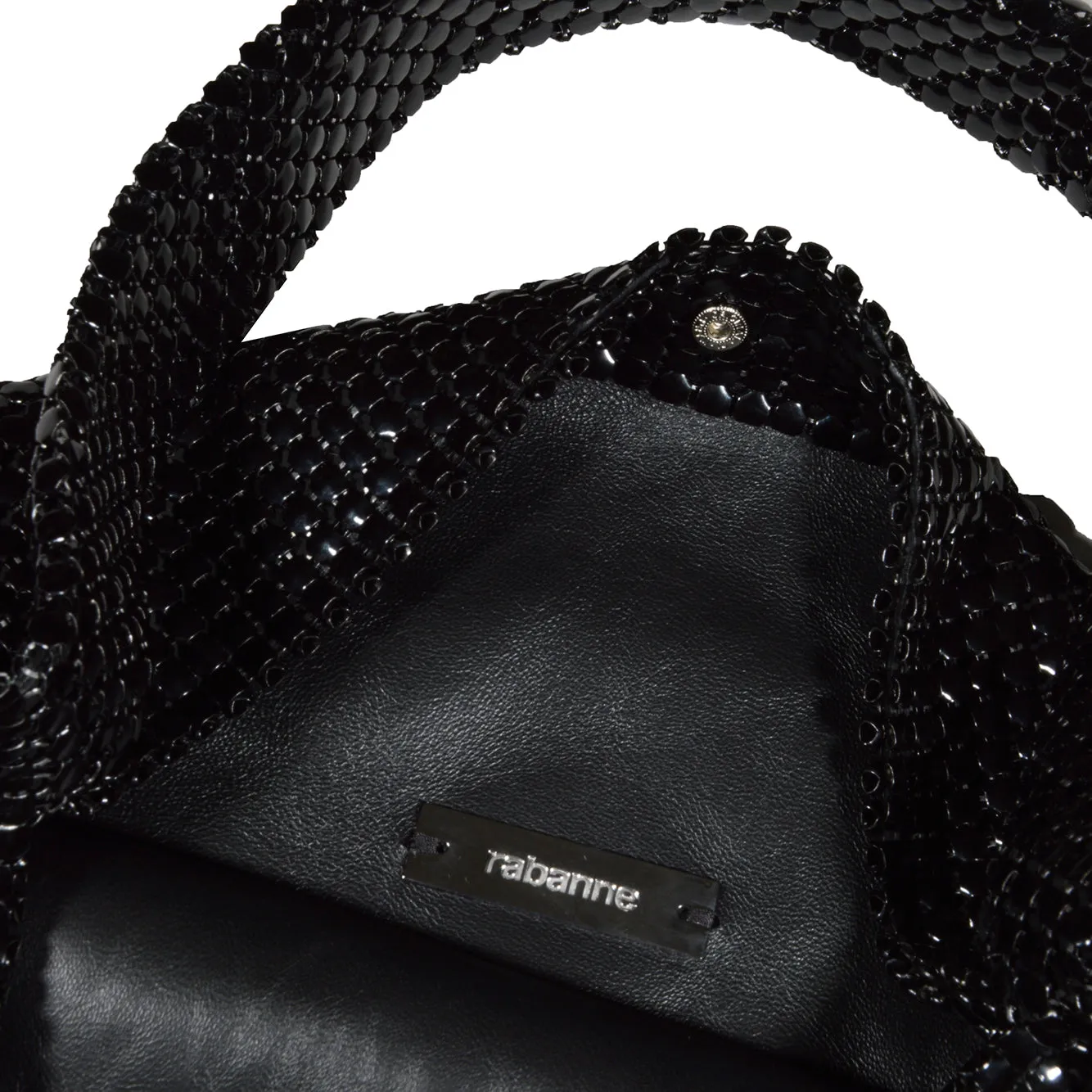 Borsa a mano Pixel media in maglia metallica nera Rabanne