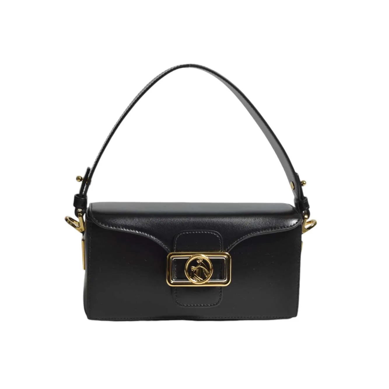 Borsa a mano Shiny Pencil Nano in pelle nera Lanvin