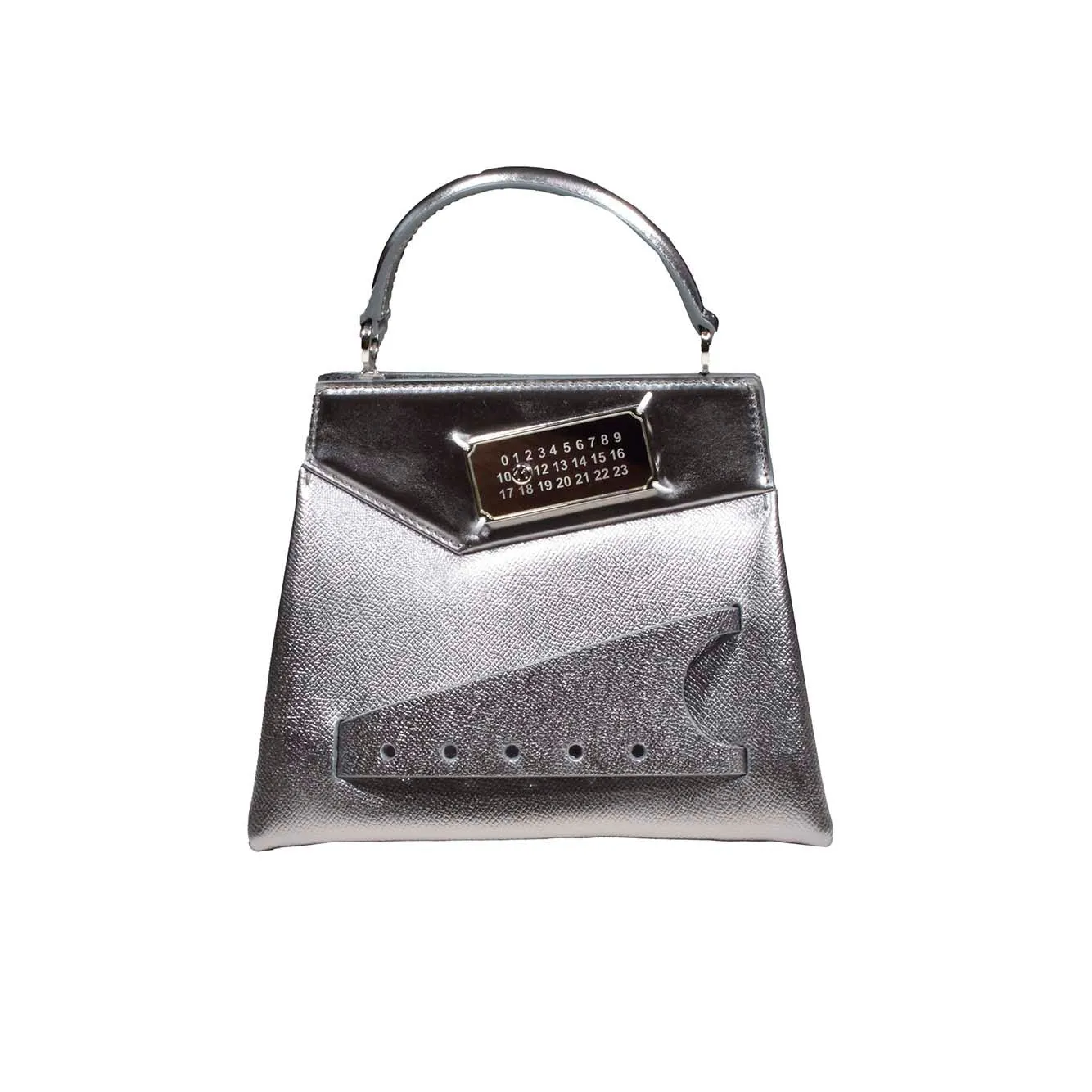 Borsa a mano Snatched piccola in pelle argento Maison Margiela