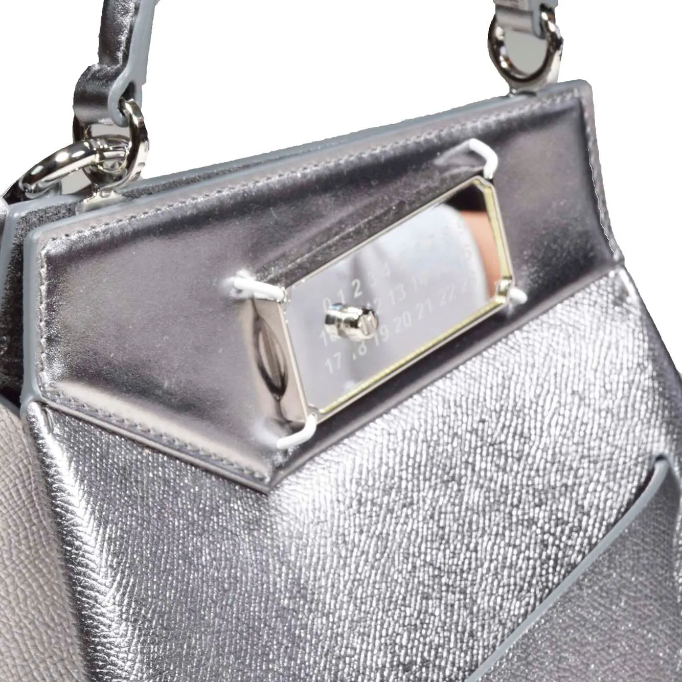 Borsa a mano Snatched piccola in pelle argento Maison Margiela