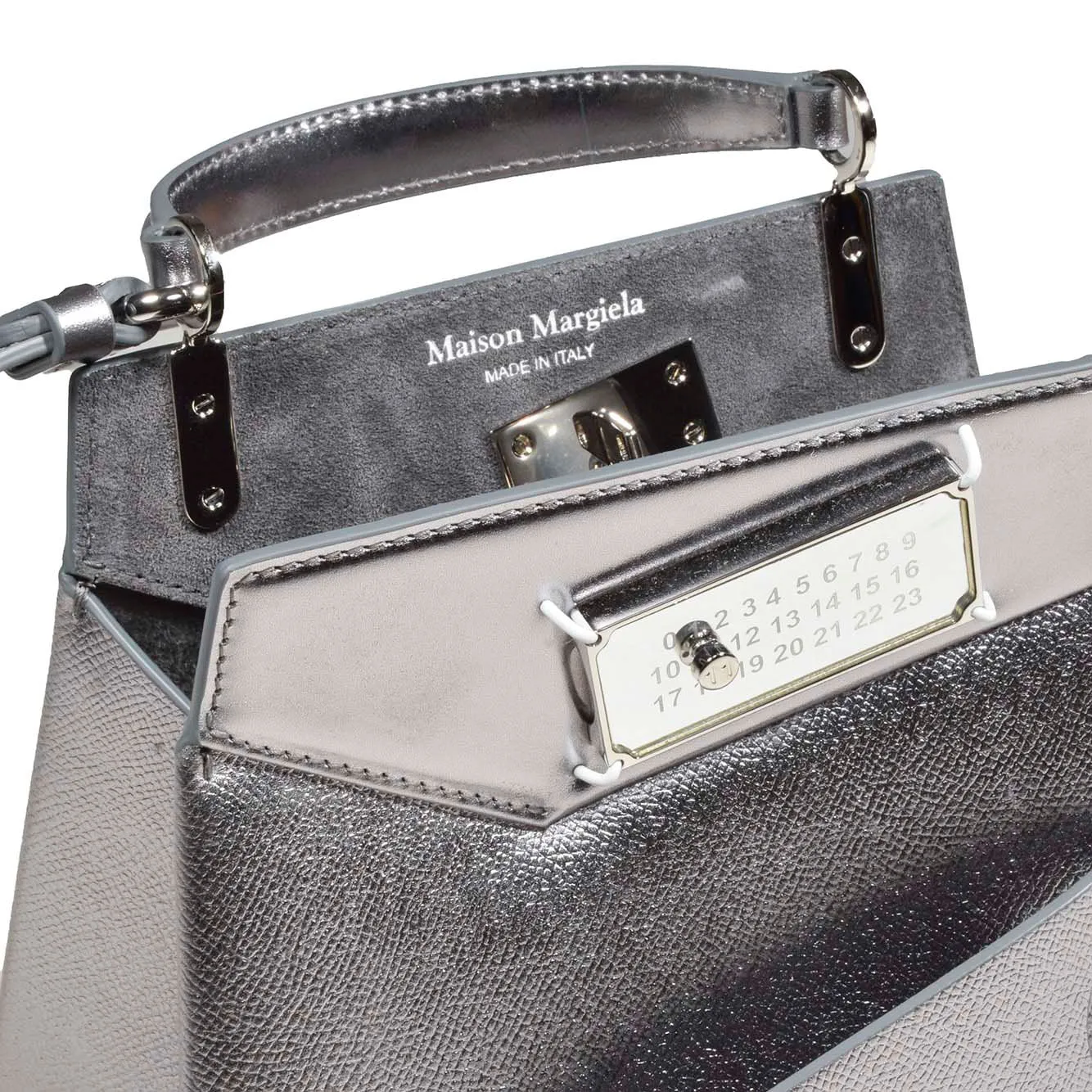 Borsa a mano Snatched piccola in pelle argento Maison Margiela