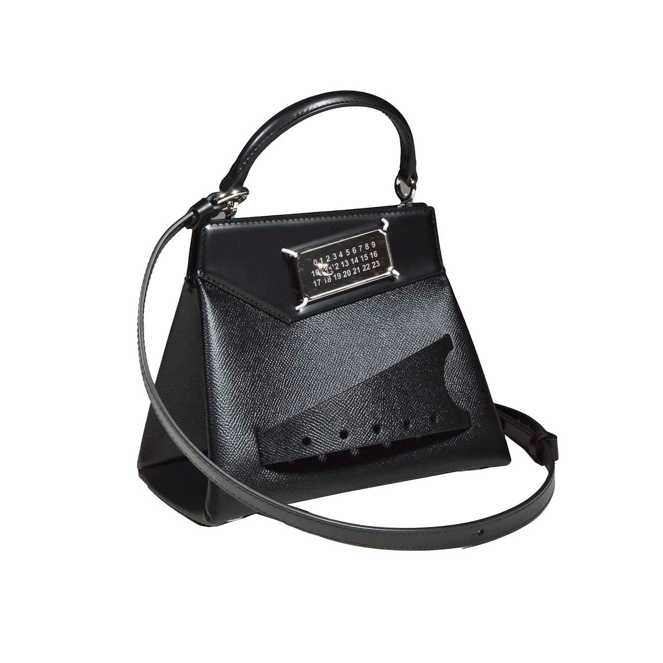 Borsa a mano Snatched piccola in pelle nera Maison Margiela