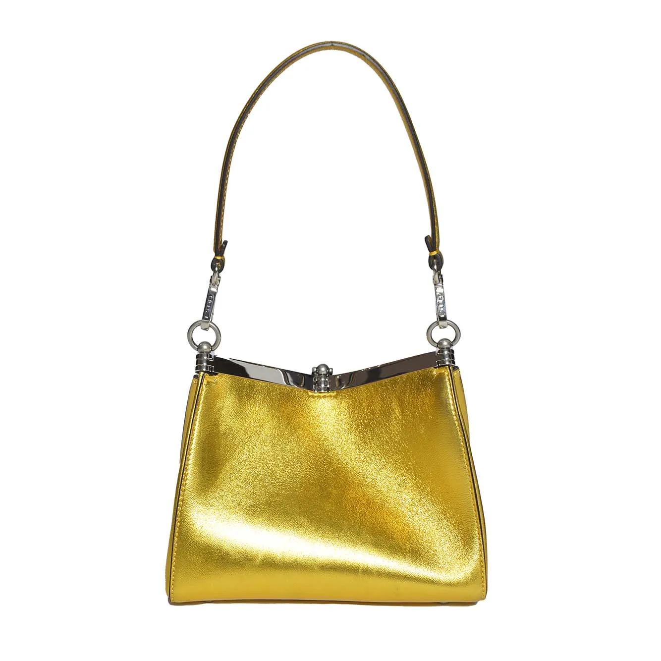 Borsa a mano Vela piccola in pelle laminata oro Etro