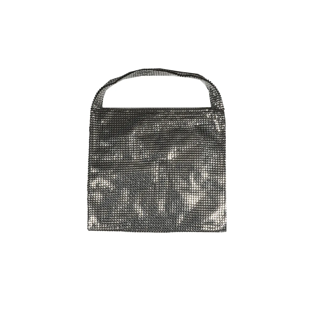 Borsa a spalla Pixel media in maglia metallica argento Paco Rabanne