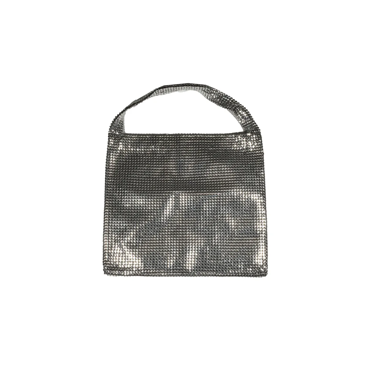 Borsa a spalla Pixel media in maglia metallica argento Paco Rabanne