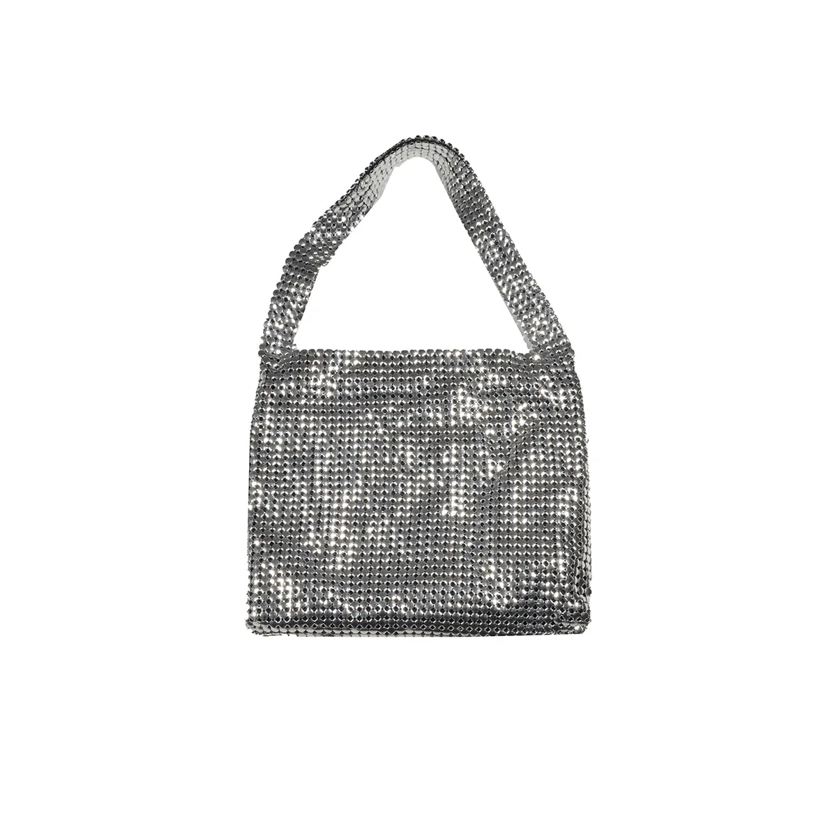 Borsa a spalla Pixel piccola in maglia metallica argento Paco Rabanne