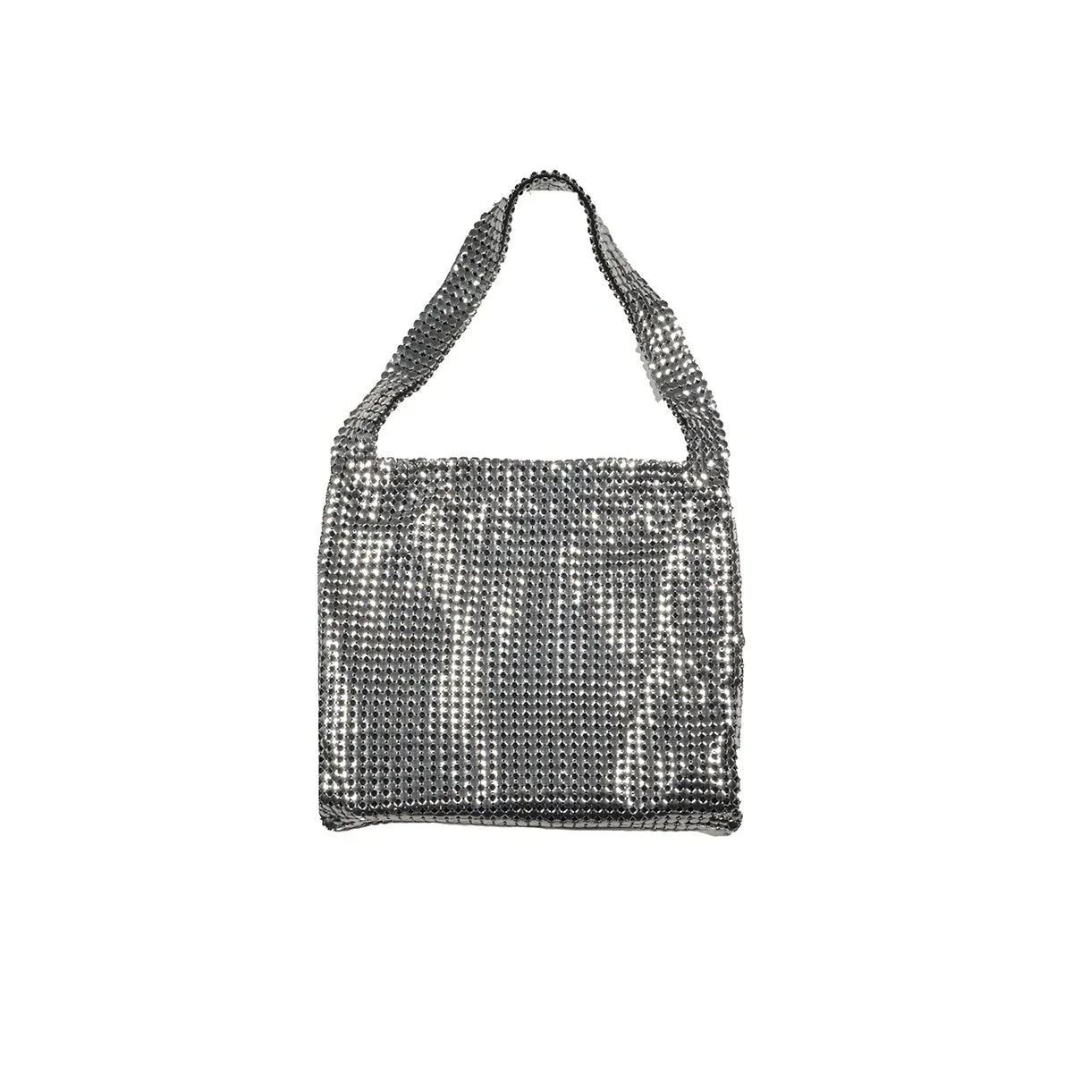Borsa a spalla Pixel piccola in maglia metallica argento Paco Rabanne