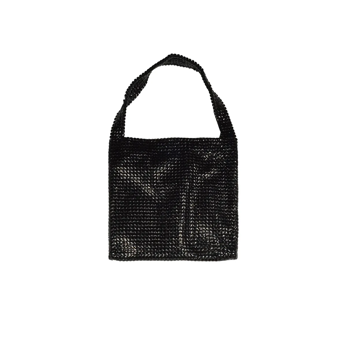 Borsa a spalla Pixel piccola in maglia metallica nero Paco Rabanne