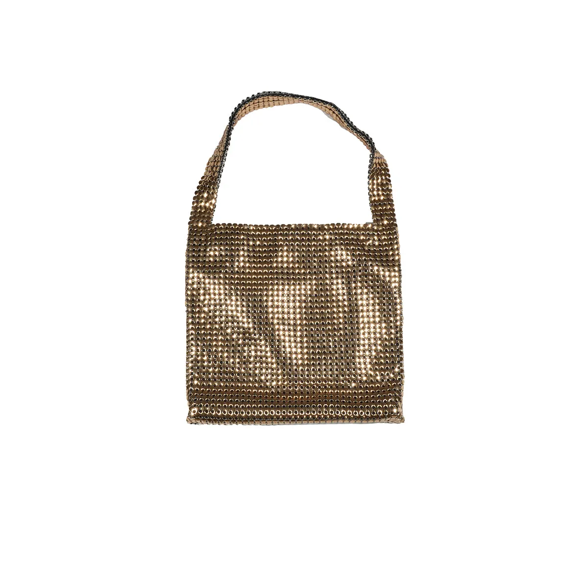 Borsa a spalla Pixel piccola in maglia metallica oro Paco Rabanne