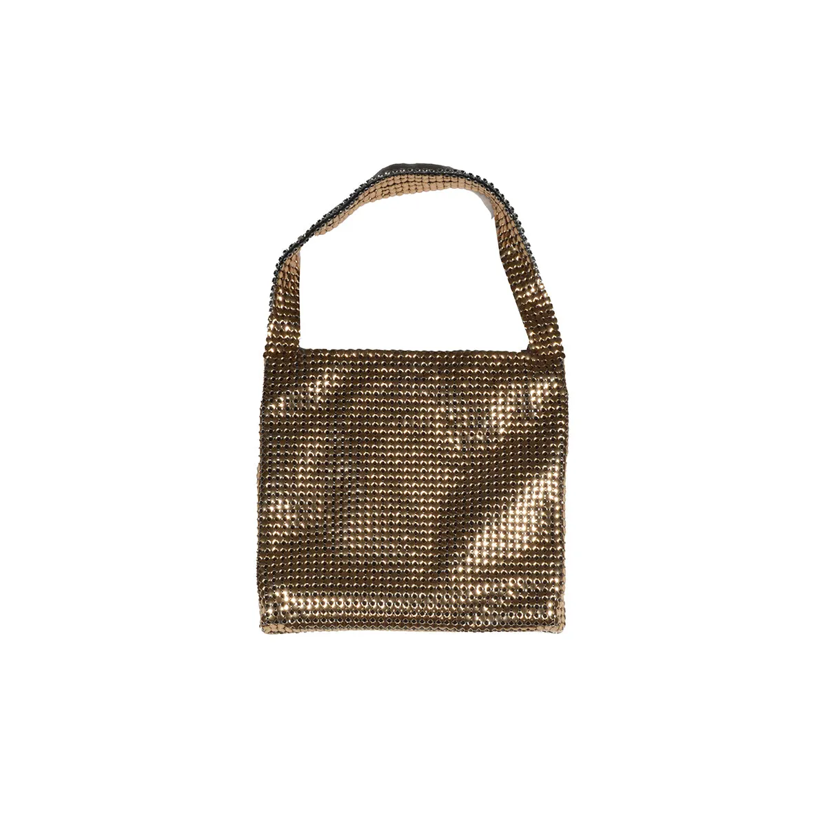 Borsa a spalla Pixel piccola in maglia metallica oro Paco Rabanne