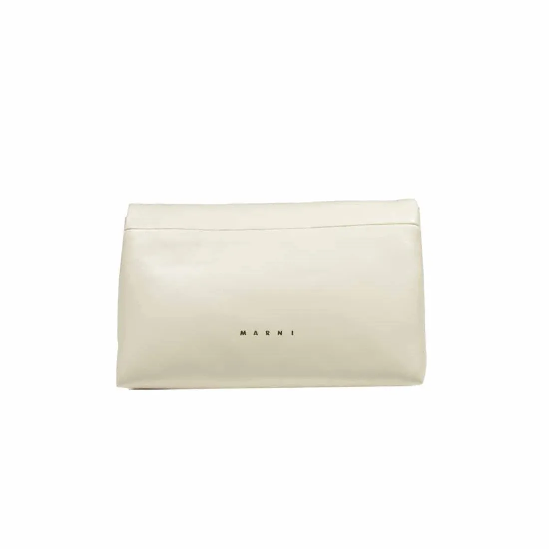 Borsa a spalla Prisma in pelle bianco naturale Marni