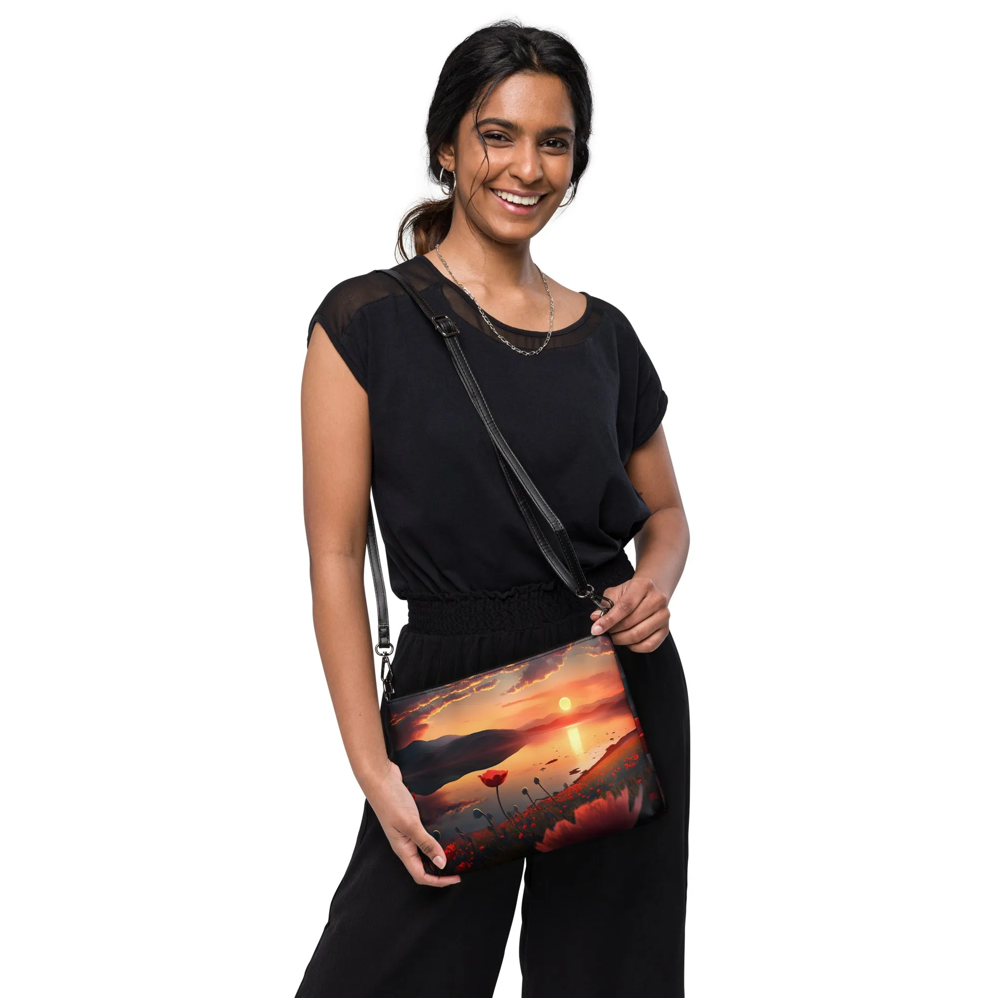 Borsa a tracolla con papaveri al tramonto