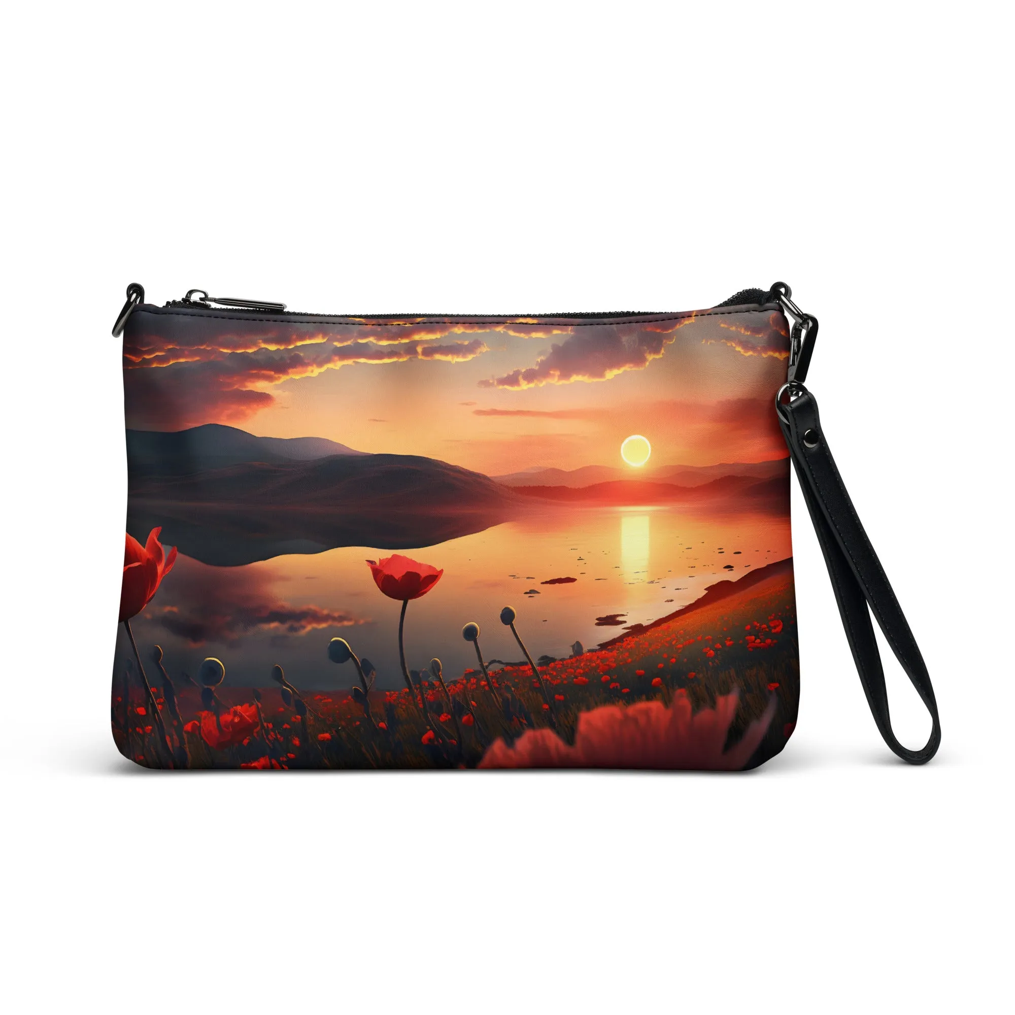 Borsa a tracolla con papaveri al tramonto