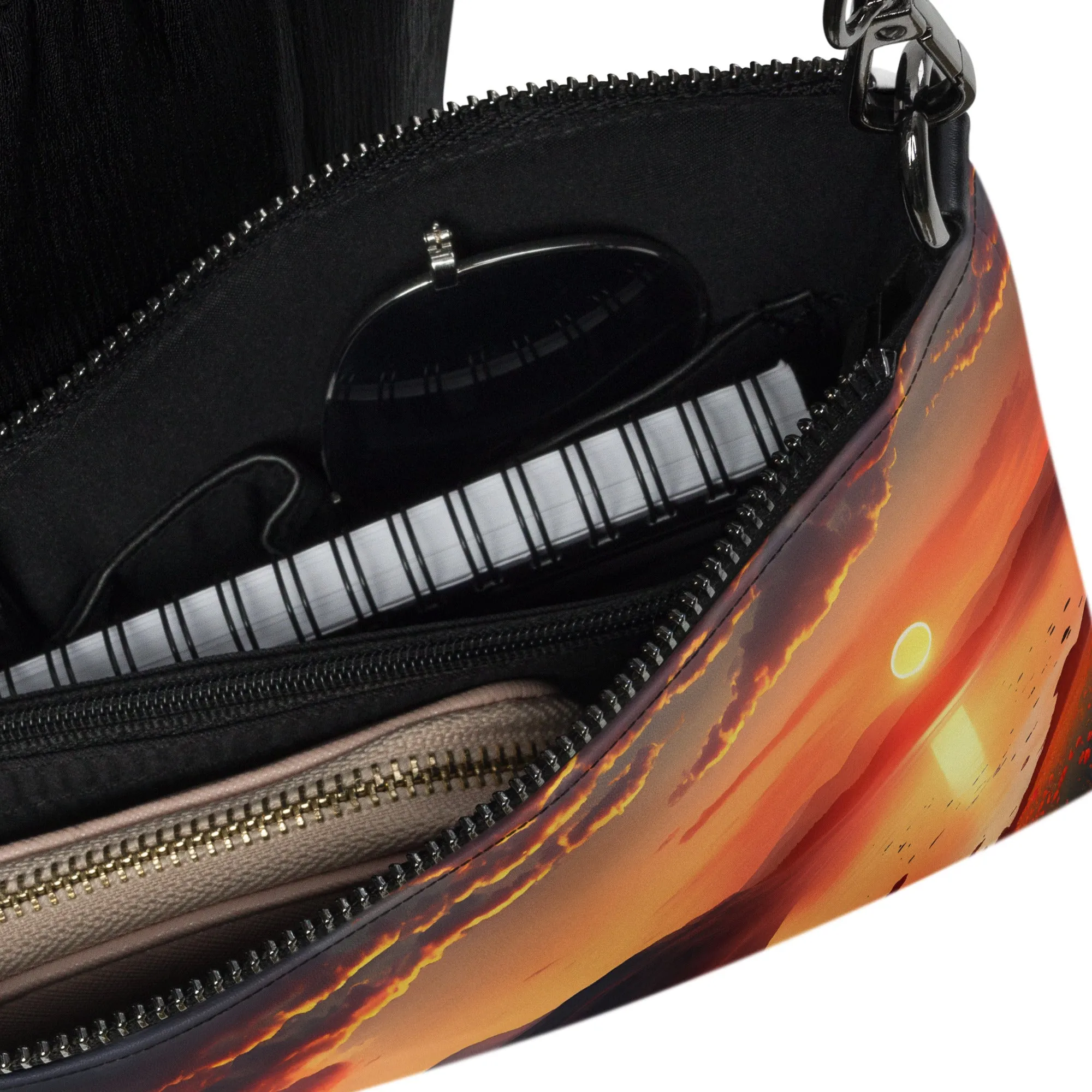 Borsa a tracolla con papaveri al tramonto