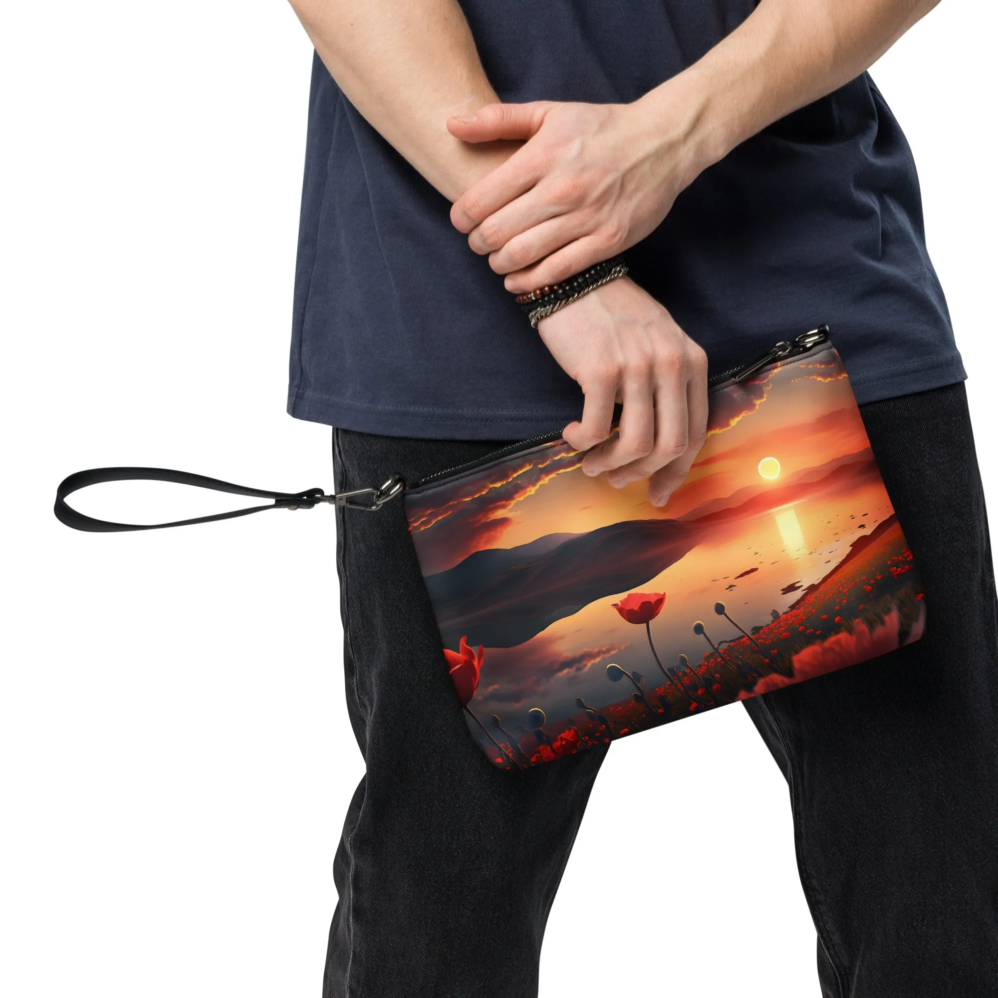 Borsa a tracolla con papaveri al tramonto