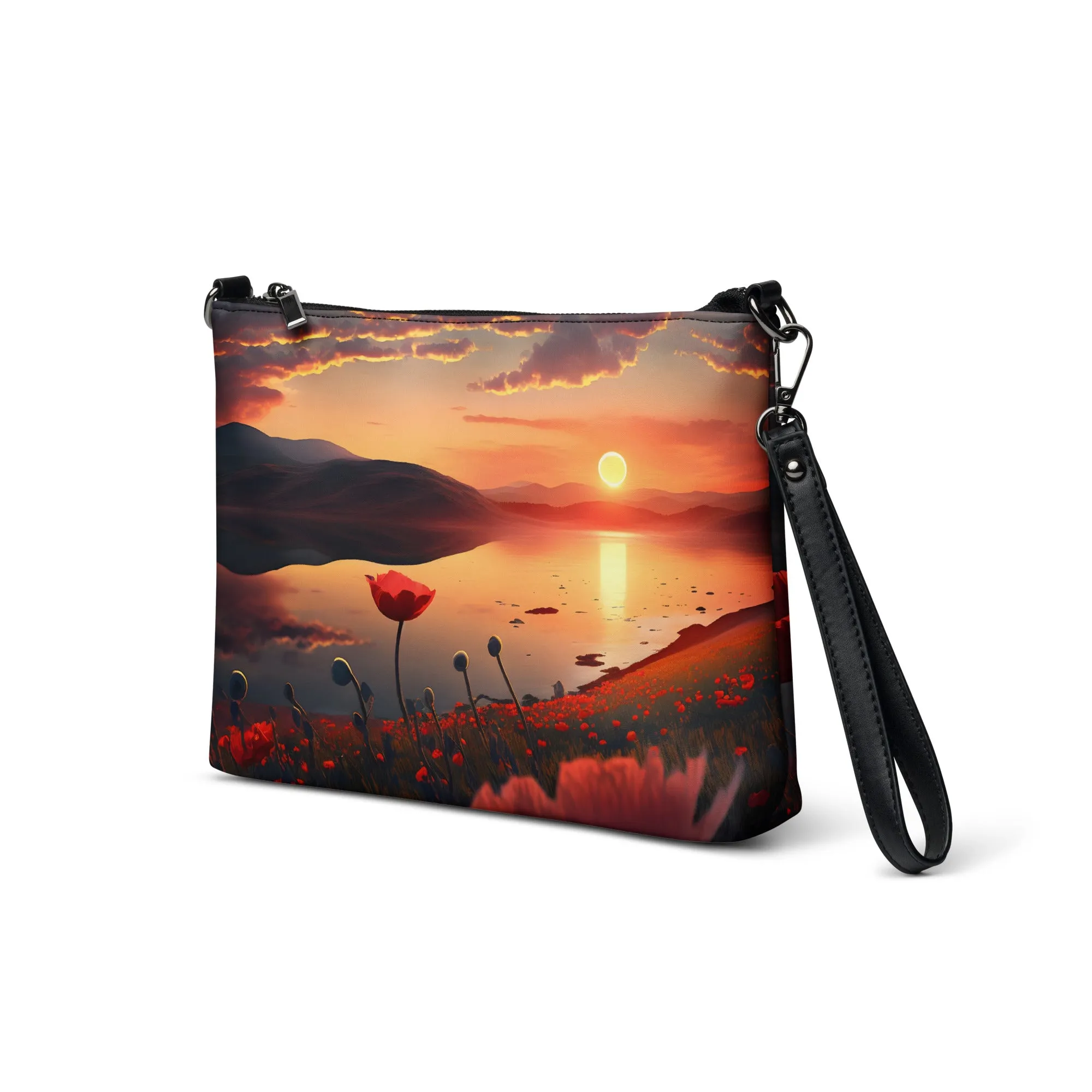 Borsa a tracolla con papaveri al tramonto