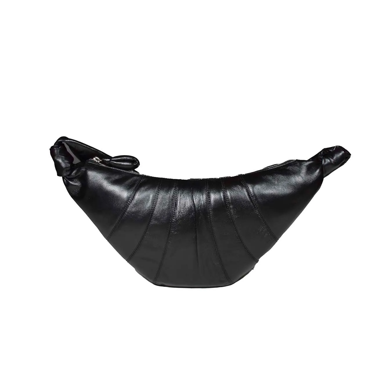 Borsa a tracolla Croissant media in nappa nera Lemaire
