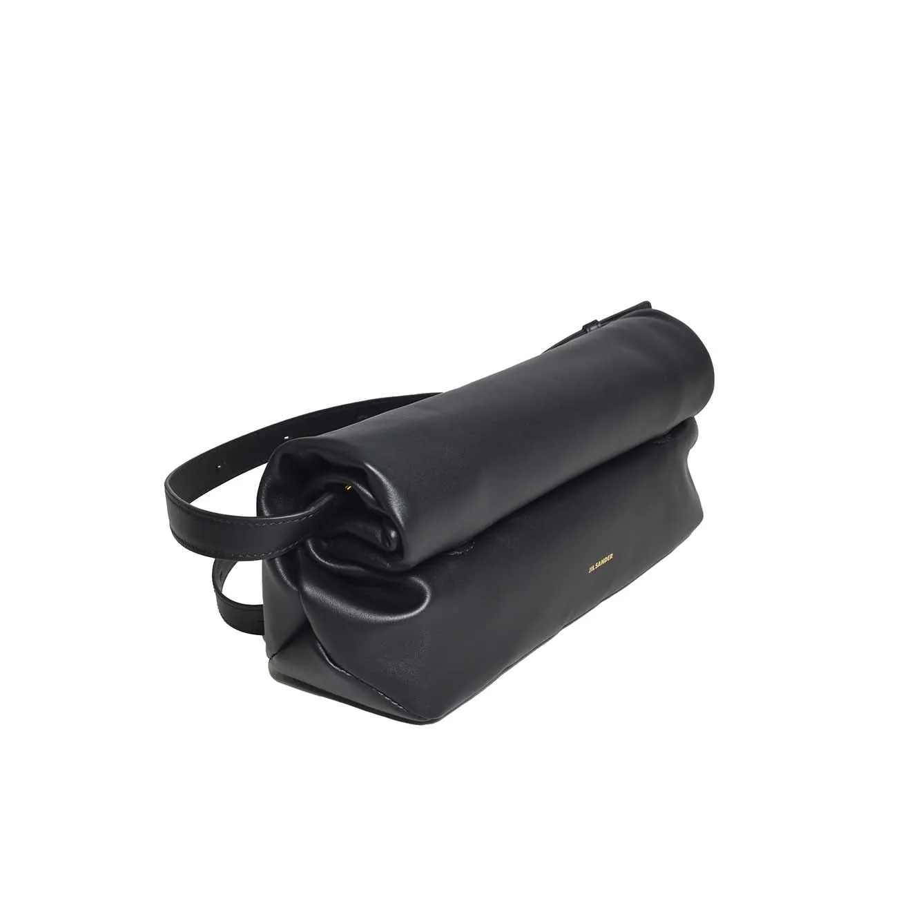 Borsa a tracolla Rollup piccola in pelle nera Jil Sander