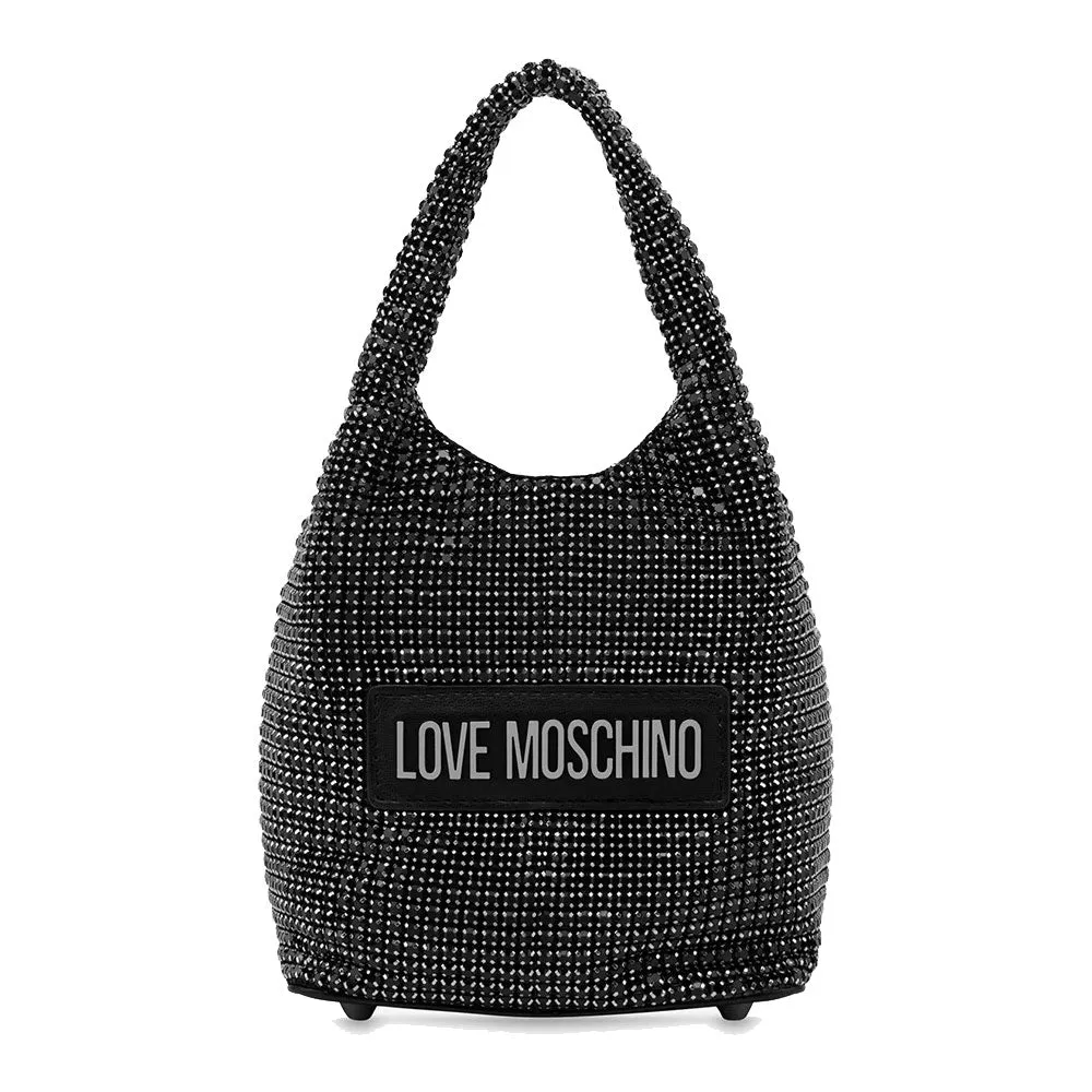Borsa Donna a Mano Mini LOVE MOSCHINO linea Bling Bling Nera con Strass