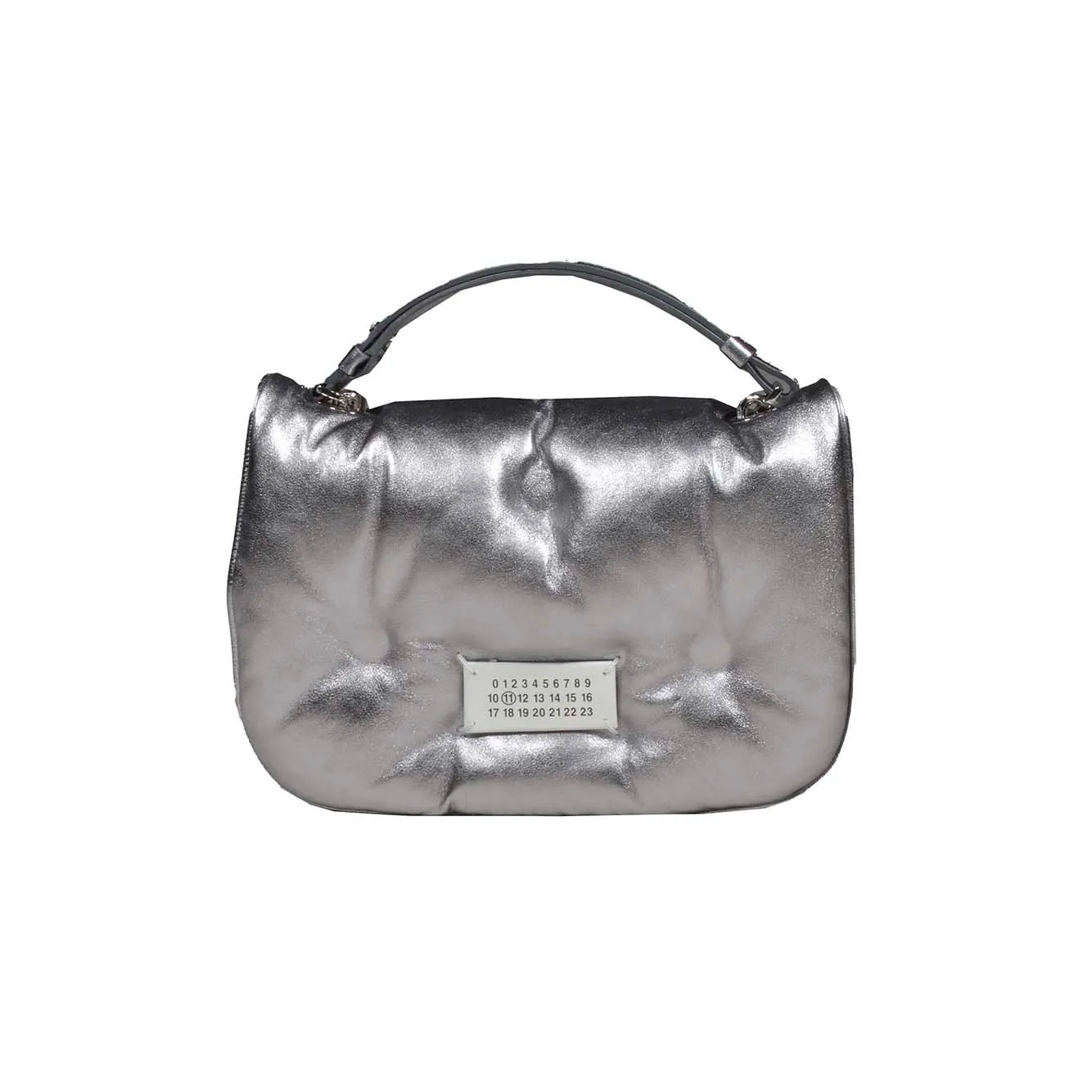 Borsa Glam Slam Flap piccola in pelle argento Maison Margiela