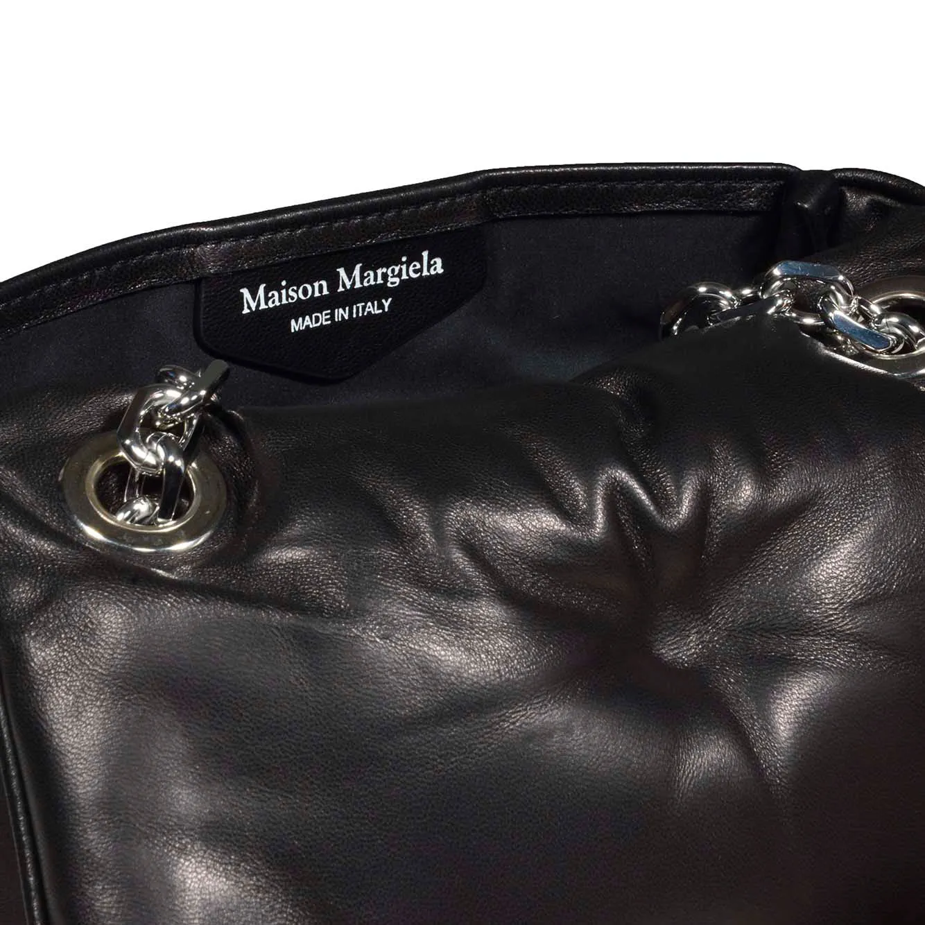 Borsa Glam Slam Flap piccola in pelle nera Maison Margiela