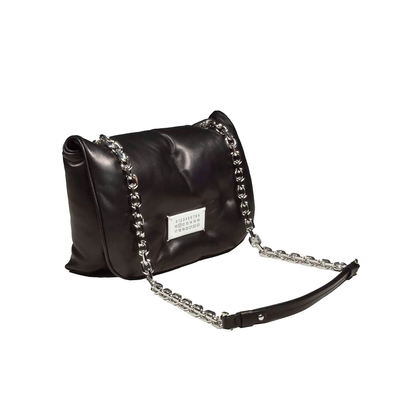 Borsa Glam Slam Flap piccola in pelle nera Maison Margiela