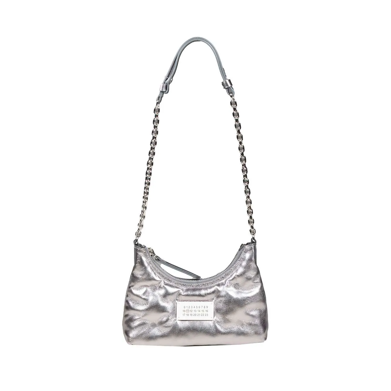 Borsa Glam Slam Hobo micro in pelle argento Maison Margiela