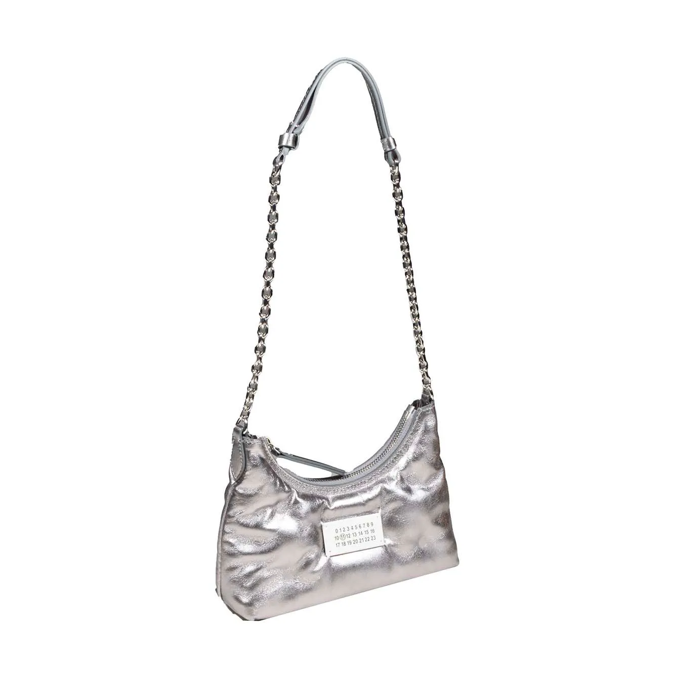 Borsa Glam Slam Hobo micro in pelle argento Maison Margiela